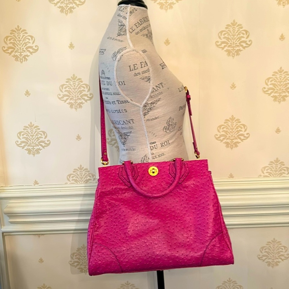 Marc by Marc Jacobs Bag pink leather ostrich embossed with strap crossbody